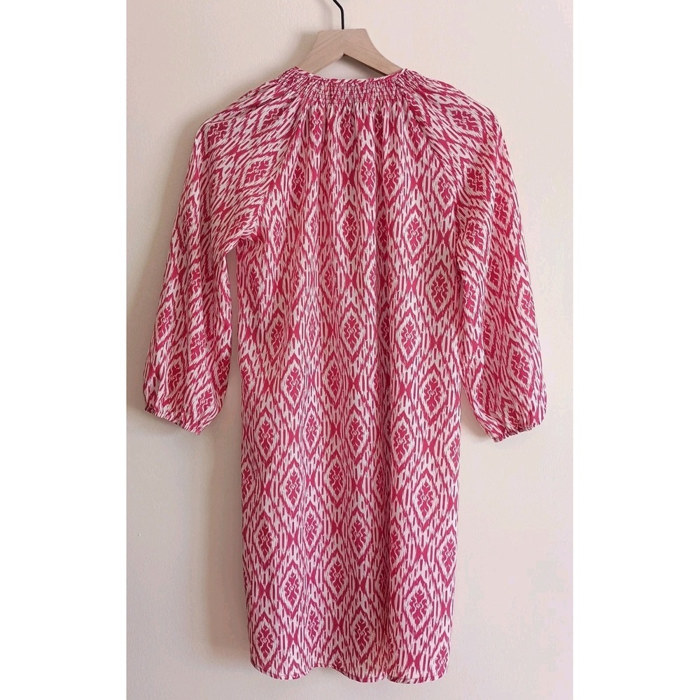 Maeve Anthropologie Ikat Print Smocked Neck Button Front Dress Tunic S Boho - Picture 6 of 12